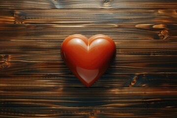 Chocolate heart on wooden background