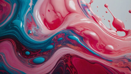 Wall Mural - Colorful liquid backdrop with abstract pink fluid art technique