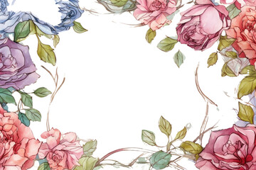 Poster - Rose flower frame border backgrounds pattern plant.