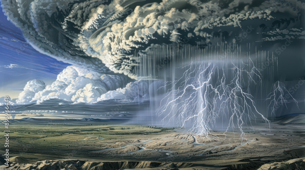 Diagram of a thunderstorm, illustrating the formation of cumulonimbus ...