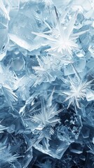 Canvas Print - Frozen Ice Crystals Texture Background, 4K hyperrealistic photo