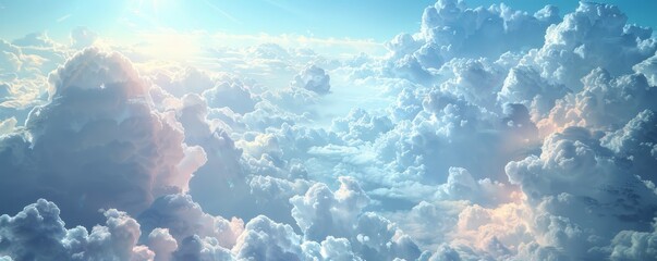 Sticker - Cascade of Clouds in Heavenly Highs, 4K hyperrealistic photo