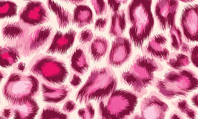 Wall Mural - Pink Leopard Skin Texture Pattern Vector. Seamless Animal Wildlife Skin Pattern. Leopard Fur Camouflage Background.