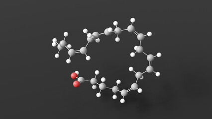 Poster - eicosapentaenoic acid molecule 3d, molecular structure, ball and stick model, structural chemical formula omega-3 fatty acid