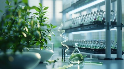Wall Mural - a dna editing lab where crispr technology is used to precisely modify genes in plants and animals fo
