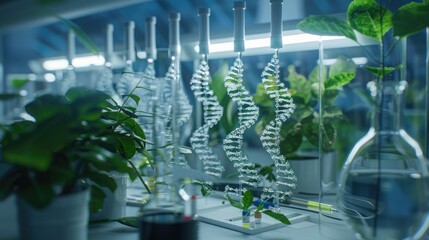 Wall Mural - a dna editing lab where crispr technology is used to precisely modify genes in plants and animals fo