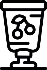 Sticker - Line icon of a cherry cream cosmetic jar standing on a shelf