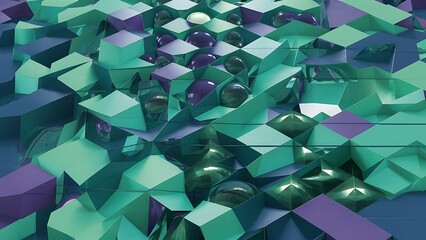 Poster - Seamless 3D Geometric Wallpaper Pattern Design