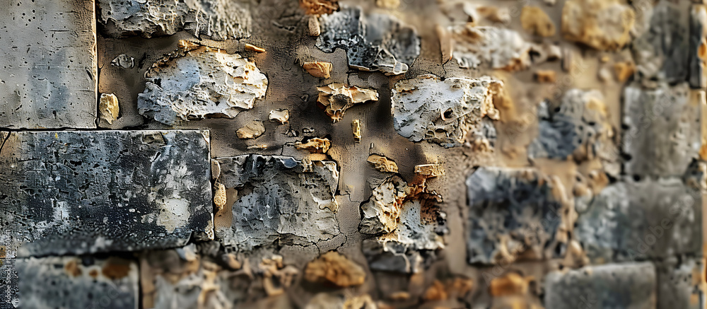 Nostalgic memories evoked by the weathered stone wall of an ancient ...