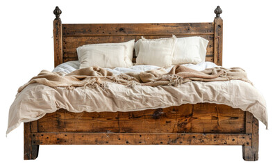 Wall Mural - PNG Rustic wooden bed frame