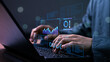 © ภาคภูมิ ปัจจังคะตา - Analyst working with Business Analytics and Data Management System on computer, make a report with KPI and metrics connected to database. Corporate strategy for finance, operations, sales, marketing.