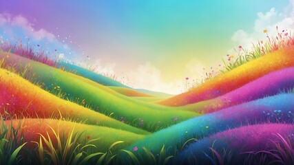 Wall Mural - rainbow meadow grass abstract background design