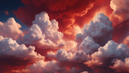 Wall Mural - red cloud formations abstract background design