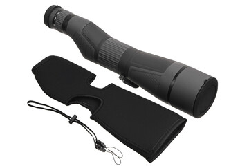 Wall Mural - Modern spyglass. Long-range observation device. Monocular isolate on a white back