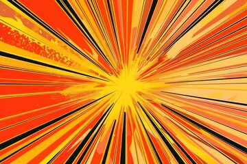 Vibrant Orange Radial Burst in Comic Style, an energetic explosion of color with dynamic lines radiating outward, evoking a sense of action and excitement.