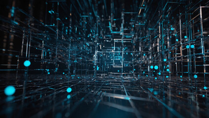 Wall Mural - Contemporary 3D digital background, perfect for tech, network processes, and scientific contexts