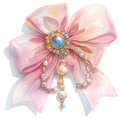 Poster - Elegant jeweled pink ribbon illustration