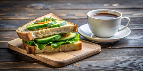 Fresh avocado sandwich served with a cup of coffee, avocado, sandwich, coffee, breakfast, brunch, healthy, vegetarian