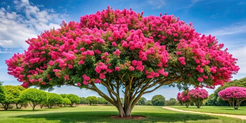 Beautiful crape myrtle tree in full bloom , crape myrtle, flowers, pink, summer, garden, nature, plant, blossom, branches