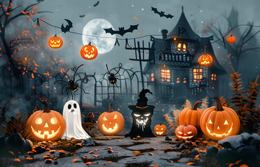 Wall Mural - Halloween clipart, illustrations and design elements set.