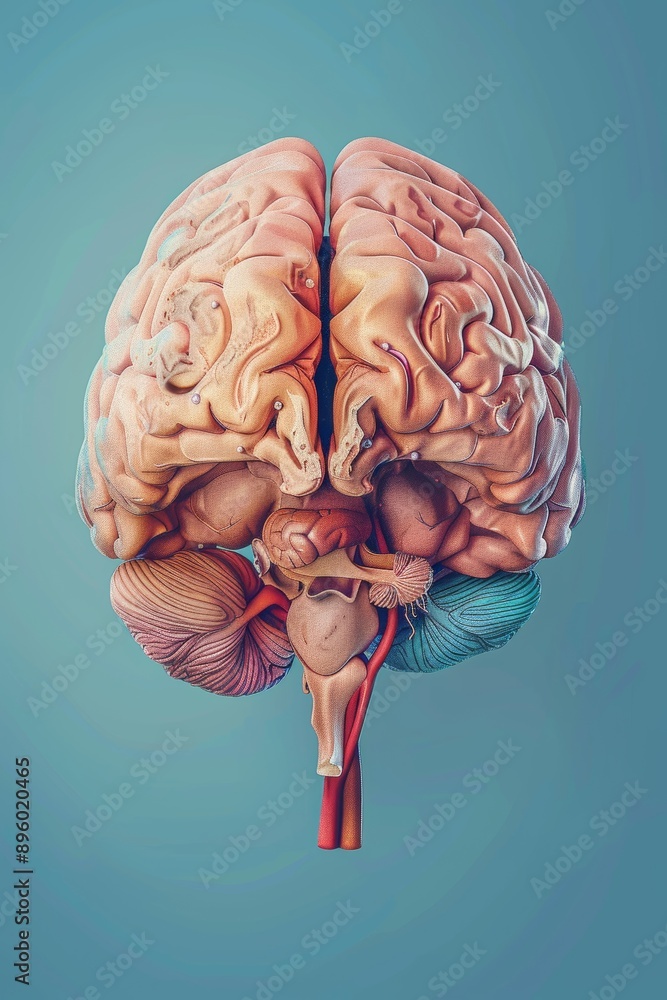 Anatomical Diagram of the Human Brain with Labeled Regions on Gradient ...