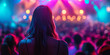 © smth.design - Girl in Crowd at Concert with Vibrant Stage Lights and Colorful Atmosphere in Focus