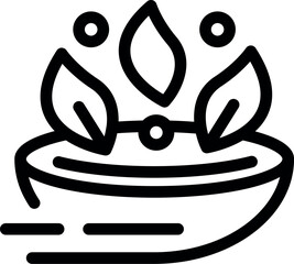 Poster - Bowl releasing aroma with speed lines for aromatherapy session, aromatherapy massage concept icon in outline style