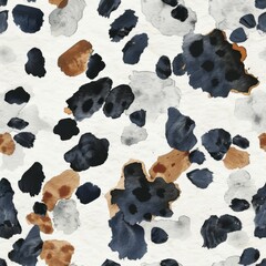 Wall Mural - Watercolor cowhide seamless repeating pattern, minimal pattern, high contrasty 