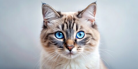 Cat with stunning blue eyes, domestic cat, feline, pet, animal, blue eyes, beautiful, adorable, cute, fluffy