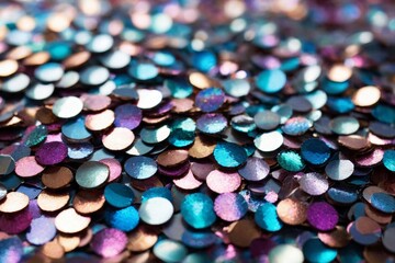 Canvas Print - close up of colorful iridescent confetti creating dazzling background