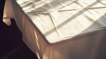 Wall Mural - Soft fabric tablecloth background with natural light