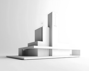 Wall Mural - A simple white model of a modern church with clean lines and a minimalist design isolated against a white background The sleek architecture stands out against the plain backdrop