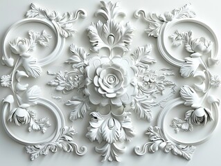 elegant white decorative floral wallpaper with intricate details