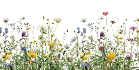 Wall Mural - PNG Colorful wildflowers blooming beautifully