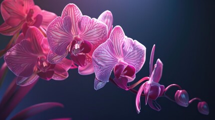 Poster - Pink Orchid Flowers with Delicate Veining