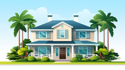 Wall Mural - Beautiful home isolated on pure white background