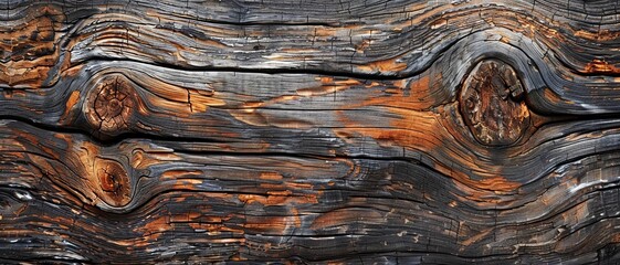 Rough wooden texture background with raw, unprocessed timber and knots, earthy and natural