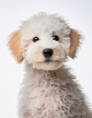 Wall Mural - Cute Whoodle puppy looking at the camera. Head close-up portrait of Whoodle dog.