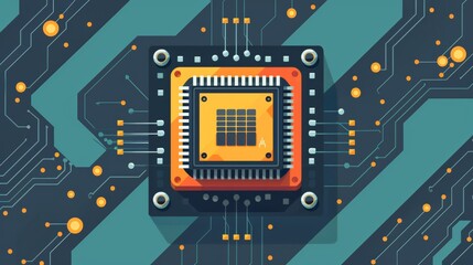 A stylized illustration of a computer processor on a circuit board