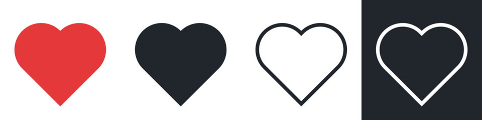 Wall Mural - set of vector heart shapes icons. simple isolated design symbols. love, valentine passion abstract s