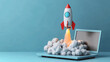 © SITI - Rocket Launching from Laptop Representing Startup Success and Innovation in Technology