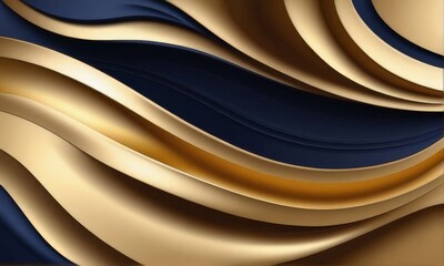 Wall Mural - 3d render, abstract background with golden wavy lines. Luxury design