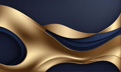 Wall Mural - 3d render, abstract background with golden wavy lines. Luxury design