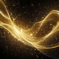 Wall Mural - Abstract golden wave on black background. Luxury glowing background. 