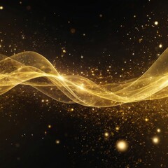 Wall Mural - Abstract golden wave on black background. Luxury glowing background. 