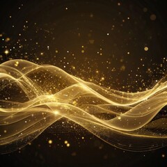 Wall Mural - Abstract golden wave on black background. Luxury glowing background. 