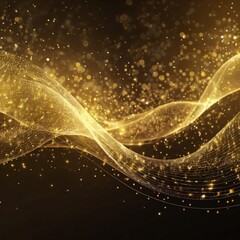 Wall Mural - Abstract golden wave on black background. Luxury glowing background. 