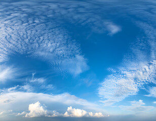 Wall Mural -  Blue Sky with Clouds Background- A panoramic view of a blue sky filled with soft, white clo_1(38)