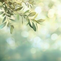 nature symbolism olive branch with blurred background, perfect for text, signifying growth