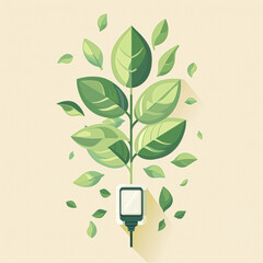 Canvas Print - A leafy green plant with a leafy green charger